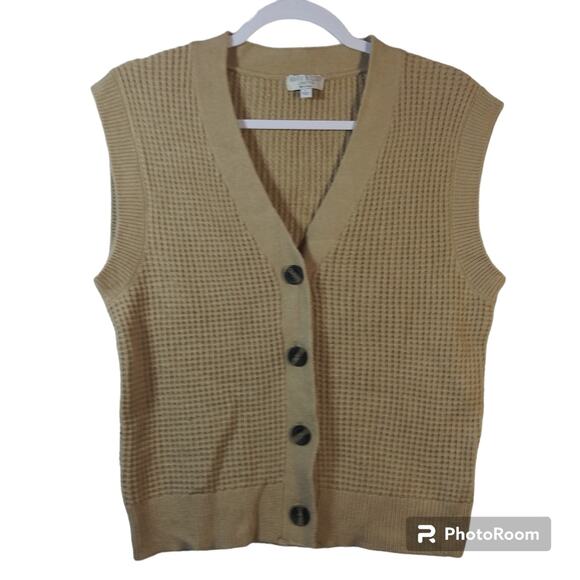 Poof Warm & Cozy Lifestyle Brown V neck Button Sweater Vest Size L - Picture 1 of 6